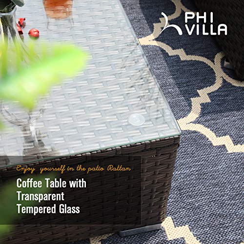 PHI VILLA 5Piece Outdoor Furniture Set Rattan Wicker Patio Sectional