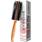 Bossman Boar & Nylon Bristle Round Hair Brush, 2 Inch - Blow Dryer Brush for Styling, Curling, Detangling, and Straightening