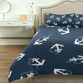 Tropical Beach Nautical Sea Anchor Comforter Set Queen Size Cover Comforter Set Cover All Season Soft and Comfortable… 517murzG3gL