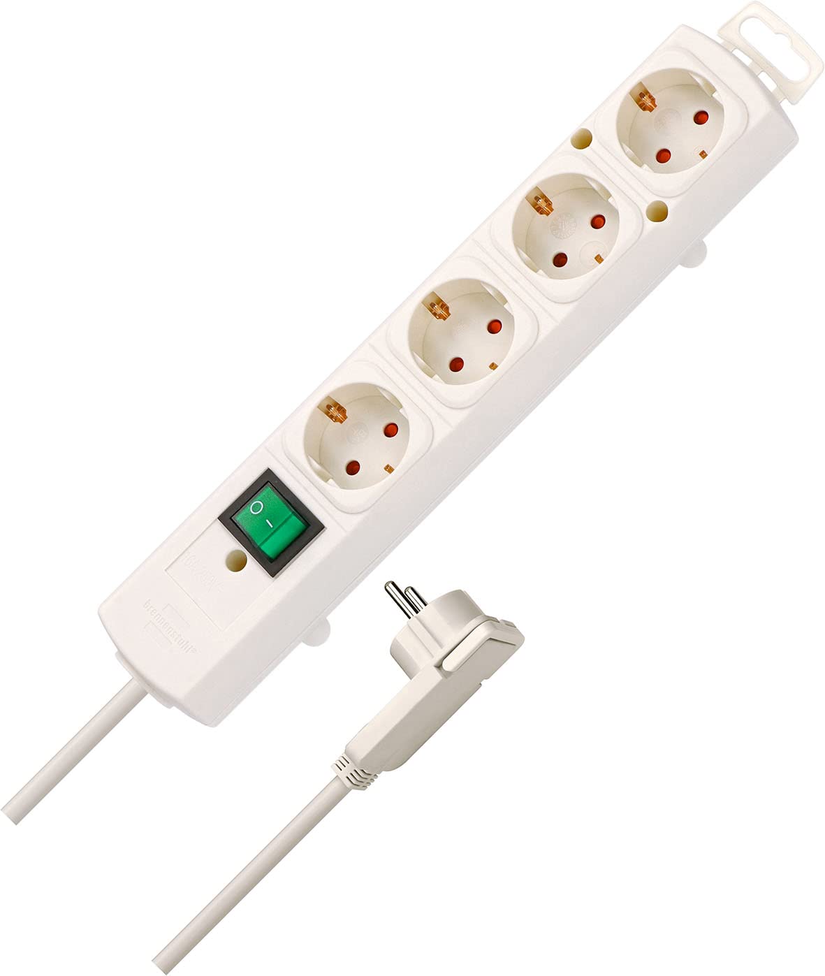 Brennenstuhl Comfort-Line Plus Steckdosenleiste 4-Fach (Steckerleiste mit Flachstecker und Schalter, Mehrfachsteckdose mit 2m Kabel und extra Breiten Abständen der Steckdosen) weiß