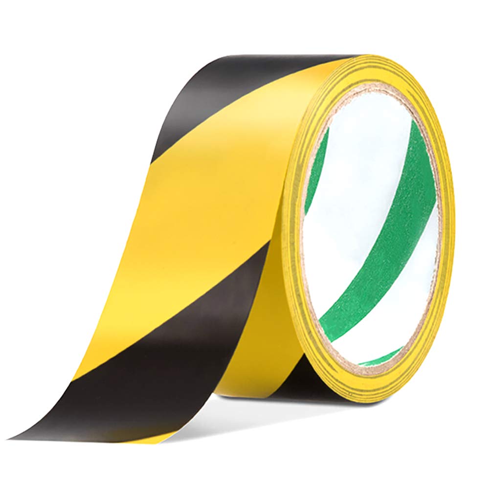YTBUBOR Safety Tapes 48mm x 20m Black/Yellow Hazard Warning Tape Adhesive Marking Barrier Tape