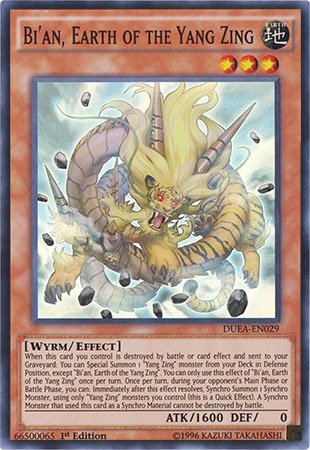 Yu-Gi-Oh! - Bi'an, Earth of the Yang Zing (DUEA-EN029) - Duelist Alliance - Unlimited Edition - Super Rare