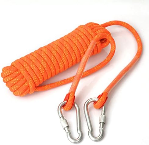 Congerate 5 Color Optional Rope 10.5mm Diameter Outdoor Hiking Accessories High Strength Cord Safety Escape Climbing Equipment Fire Rescue Parachute Rope (10m,32ft) With 2 PCS Carabiners (Orange)