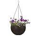 Dia 10.4 in. Round Self-Watering Hanging Planters for Indoor Outdoor Plants Plastic Resin Garden Hanging Baskets for Plants (brown)
