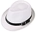 Simplicity Panama Style Fedora Straw Sun Hat with Leather Belt,White LXL