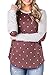 VOKY Women's Polka Dot Raglan Tunic Elbow Patches Long Sleeve Tee Tops