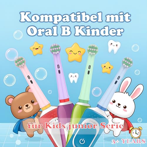 Kinder Aufsteckbürsten Kompatibel mit Braun Oral B Kinder, Pro junior Zahnbürste Elektrisch, Kids Aufsteckbürsten ab 3/ab 6, Weicher Borsten für eine sanfte Reinigung, 8 Stück Zahnbürstenaufsatz thumbnail 2