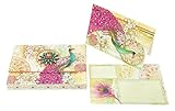 Punch Studio Brooch and Gold Foil Embellished Portfolio Box Set of 10 Blank Cards ~ Mystic Peacock  57977