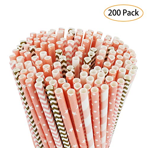 image for HYRIXDIRECT 200 Pack Paper Straws -Biodegradable Environment-friendly 