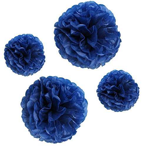Cream Navy Blue Gold 8inch 10inch Tissue Paper Pom Pom Paper