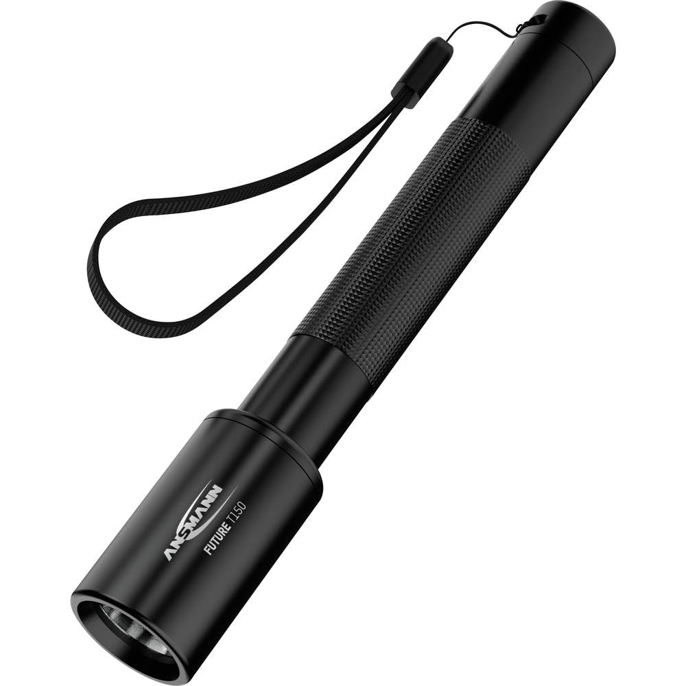 Ansmann Future T150 Ultra bright Professional LED Torch. Splash, shock and dust proof aluminium body. Light range up to 150M. Includes 2 x AA batteries and wrist strap. 3 year warranty