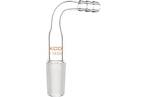 XCD Glass Bent Adapter, 1-Pack 90 Degree Bent Glass Inlet Adapter with 14/20 Male Glass Joint and 9 mm Hose Connection for Lab Use