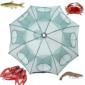 Crevettes Cage Crabe Nasse épervier 38″ 8 Trous Nylon Automatique De Pliage Filet De Pêche Attirail De Pêche
