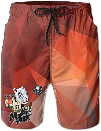 Fashion Mask Comfortable Beach Shorts Swimming Trunks Cargo Shorts Drawstring Striped With Pockets In Summer For Mens