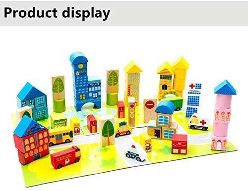 SuperLi Building Blocks for Toddlers - Colorful Baby Wooden Blocks for Preschool Learning - Baby Educational Toys for Kids - 28 Pcs Toy Blocks (62 Pieces City Transportation)