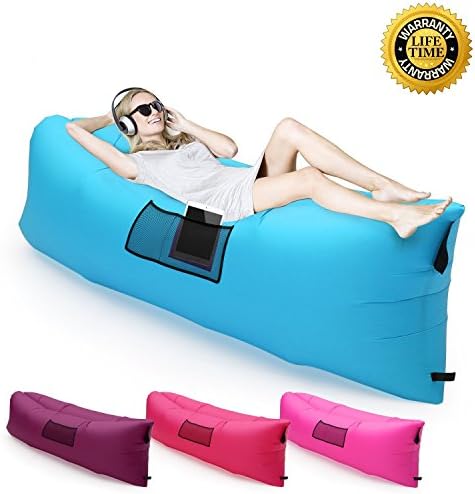 Inflatable Lounger with Carry Bag Ultra-light Portable Outdoor Lazy Air Sofa Fast Inflated Air Chair Ideal for Camping Picnics Beach Blue