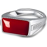HAIXIAN Mens S925 Sterling Silver Ring with Natural Agate Stone,Adjustable Handmade Mens Turkish Ring Jewelry