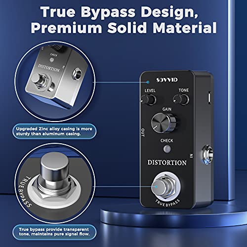 Sovvid Guitar Distortion Pedal Upgraded Guitar Effect Pedal with True Bypass Distortion Guitar