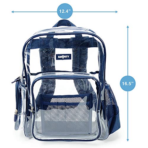 Heavy Duty Clear Bookbag Durable Plastic Transparent Clear Backpack Military Nylon Bottom (Medium, Blue)