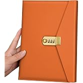 ARRLSDB Lock Diary Leather Journal Writing Notebook Planner Organizer Digital Password Notebook Locking Personal Diary (Orange)