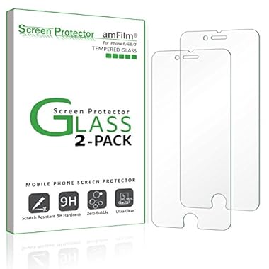 amFilm Glass Screen Protector for iPhone 8, 7, 6S, 6 (4.7″)(2 Pack) Tempered Glass Screen Protector