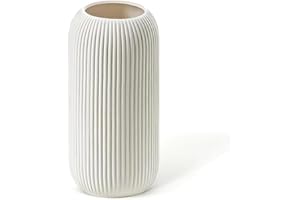 Ceramic Vase - Handmade Pottery Neutral Tone Home Decor for Floral Arrangements, Table Mantel Tray Decor - Modern Farmhouse V