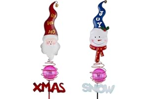 SATHGA Christmas Solar Garden Stake Lights,2 Pack Snowman＆Santa Claus Xmas Pathways Lights,Solar Christmas Decorations for Outside Lawn Patio Landscape