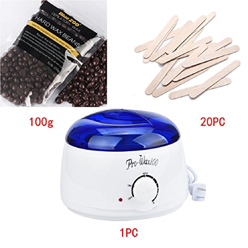 Mchoice Hair Removal Bean Wiping Sticks Hot Wax Warmer Heater Pot Depilatory Set (B)