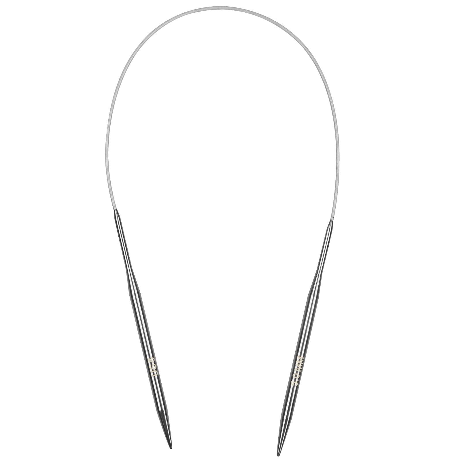 Aeelike 5mm Circular Knitting Needles 40cm, Short Round Knitting Needles with Flexible Cable, 40 cm Fixed Metal Circular Needles for Knitting Socks Hats AMD Small Projects, Size US 8