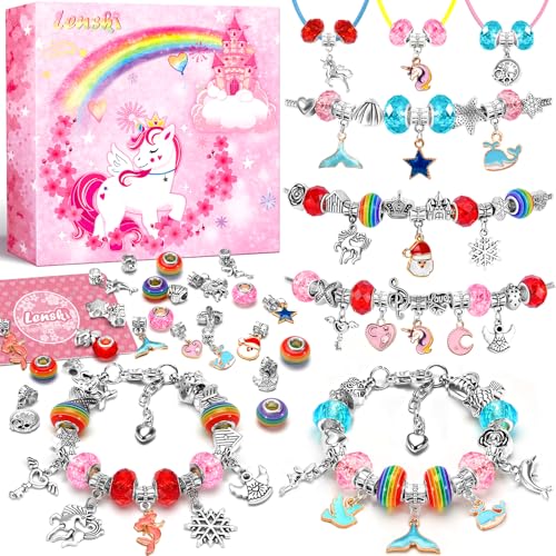 Lenski DIY Charm Bracelet Kit, Gifts for Girls Aged 4-11 Years, for Jewellery Crafts