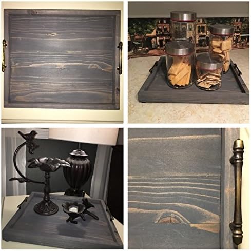 Wood serving tray, wood decorative tray, rustic tray, unique wood tray, vintage handles. gray serving tray, gray decor, gray decorative tray, pallet tray, handmade wood tray, tray with handles