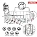 HASKO accessories Corner Shower Caddy with Suction Cups and 3M Adhesive Mounting Discs for Porous Surfaces - Stainless Steel Basket for Bathroom Storage (Chrome)