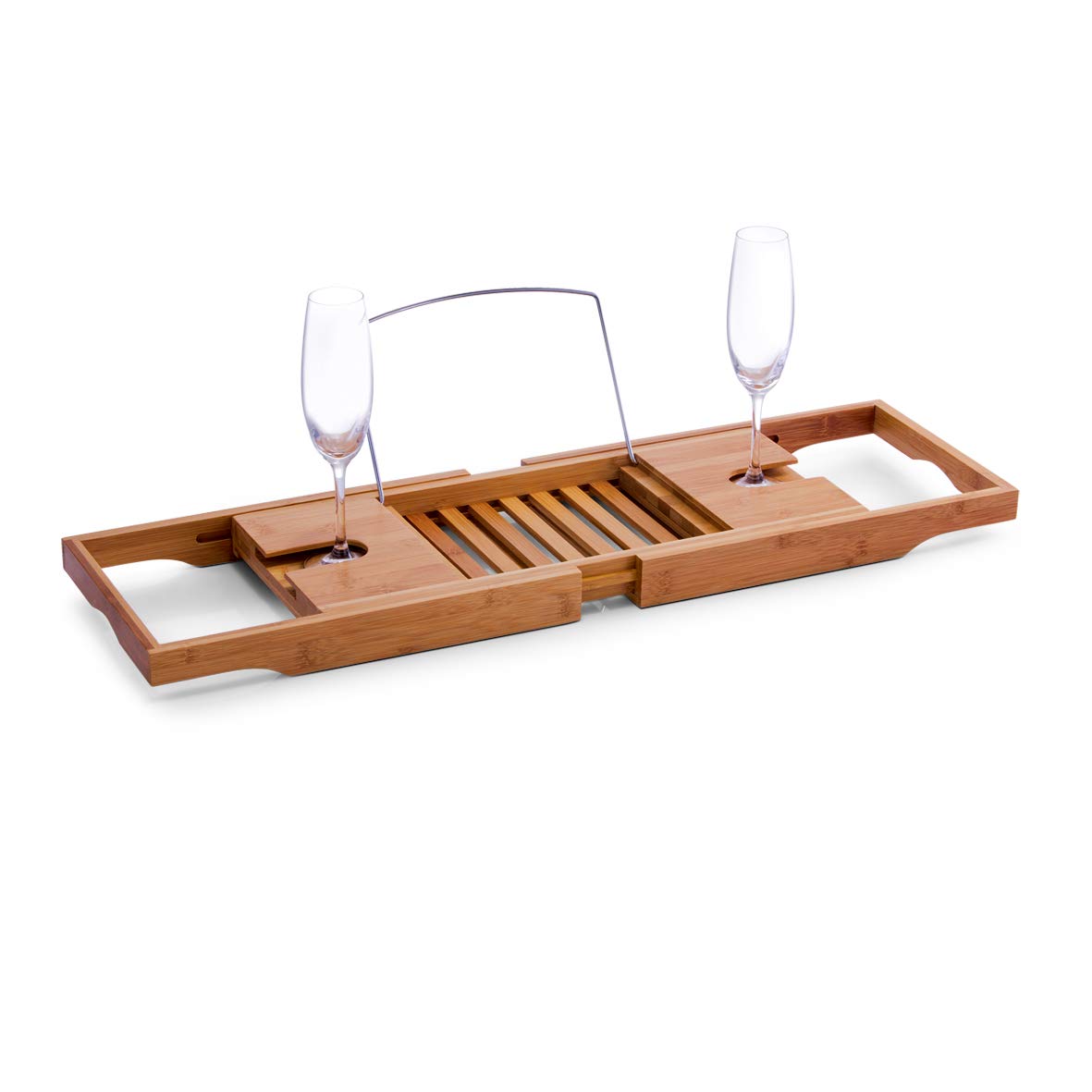 Zeller 13606 Bamboo/Metal Chromed Bathtub Tray, Wood, 70-105 x 22 x 4 cm
