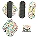 5 Pieces Charcoal Bamboo Mama Cloth/ Menstrual Pads/ Reusable Sanitary Pads (Pantyliner (8 inch), Bloom)