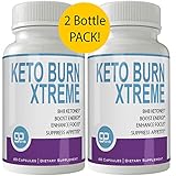 Keto Burn Xtreme Weight Loss Pills 2 Bottle Pack for 60 Days, Extreme Natural Ketogenic Burn Fat Supplement, 800 mg Formula with New GO BHB Salts Formula, Advanced Appetite Suppressant Capsules