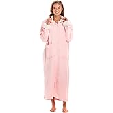 Alexander Del Rossa Long Zip Up Robes, Plush Zipper Robes for Plus Size, Housecoats Zipper Front