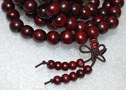 Rosewood mala beads necklace 10 mm 108+1 buddhist prayer beads japa mala Red sandalwood mala beads - Energized for chanting mantra Chakra mala w/ Rosary pouch - US Seller - Thumbnail 3
