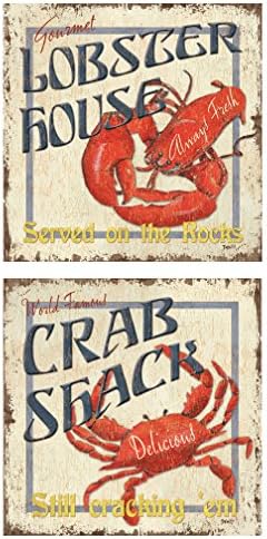 Crab Shack and Lobster House Classic Coastal Prints; Two 12x12 Prints