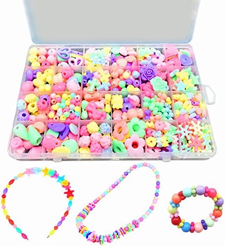Bead Kits Set For Jewelery Making - Craft DIY Necklaces Bracelet Beads Children Games Colorful Acrylic Handmade Beaded Box Accessories Gift For Girl(color4),HUATK