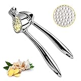 ICCKER Garlic Press with Built-In Cleaner and Large Hopper Garlic Mincer Rust Resistant Zinc Alloy Dishwasher Safe