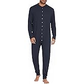 Ekouaer Men's One Piece Pajama Thermal Full Button Union Suit Long Sleeve Onesie with Button Flap S-XXL