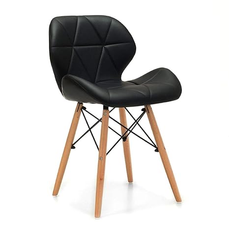 Deal Dhamaal Eames Replica Faux Leather Dining Chair/Cafeteria Chair/Side Chair/Accent Chair (Black)