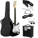 ZENY 39" Full Size Electric Guitar with Amp, Case and Accessories Pack Beginner Starter Package, Black