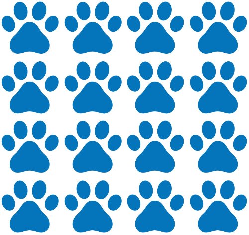 Dog Paw Prints - Matte Finish Vinyl Decal Sticker for Walls, Electronics (Color Variations Available) (BLUE, 16)