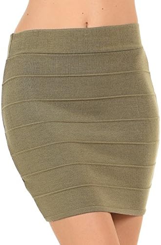 Women's High Waist Elastic Bodycon Stretchy Solid Sexy Mini Skirt Small L.Brown Small L. Brown