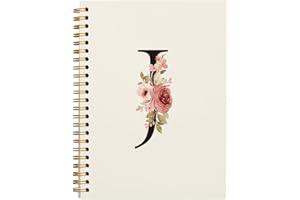 OXW Personalized Gifts Initial Letter J Notebook Journal, Cute Custom Notebook for School Girls, Monogrammed Gifts for Women, School Supplies for Girls, Customized Gifts, Spiral Notebook 5.5 x 8.3