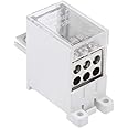 uxcell 1 in 6 Out DIN Rail Terminal Blocks 690V 250A Max Input Distribution Block for Circuit Breaker