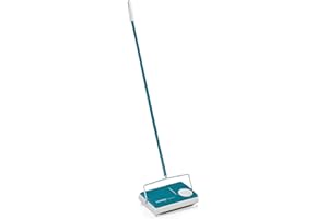 Leifheit Regulus Triple Rotating Brushes Carpet Manual Sweeper, Turquoise/Silver