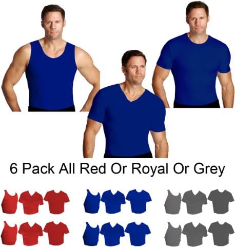 IS PRO 6pc Variety pack, 2 ea. Muscle tank, Crew-neck and V-neck shirts - Royal-3XL