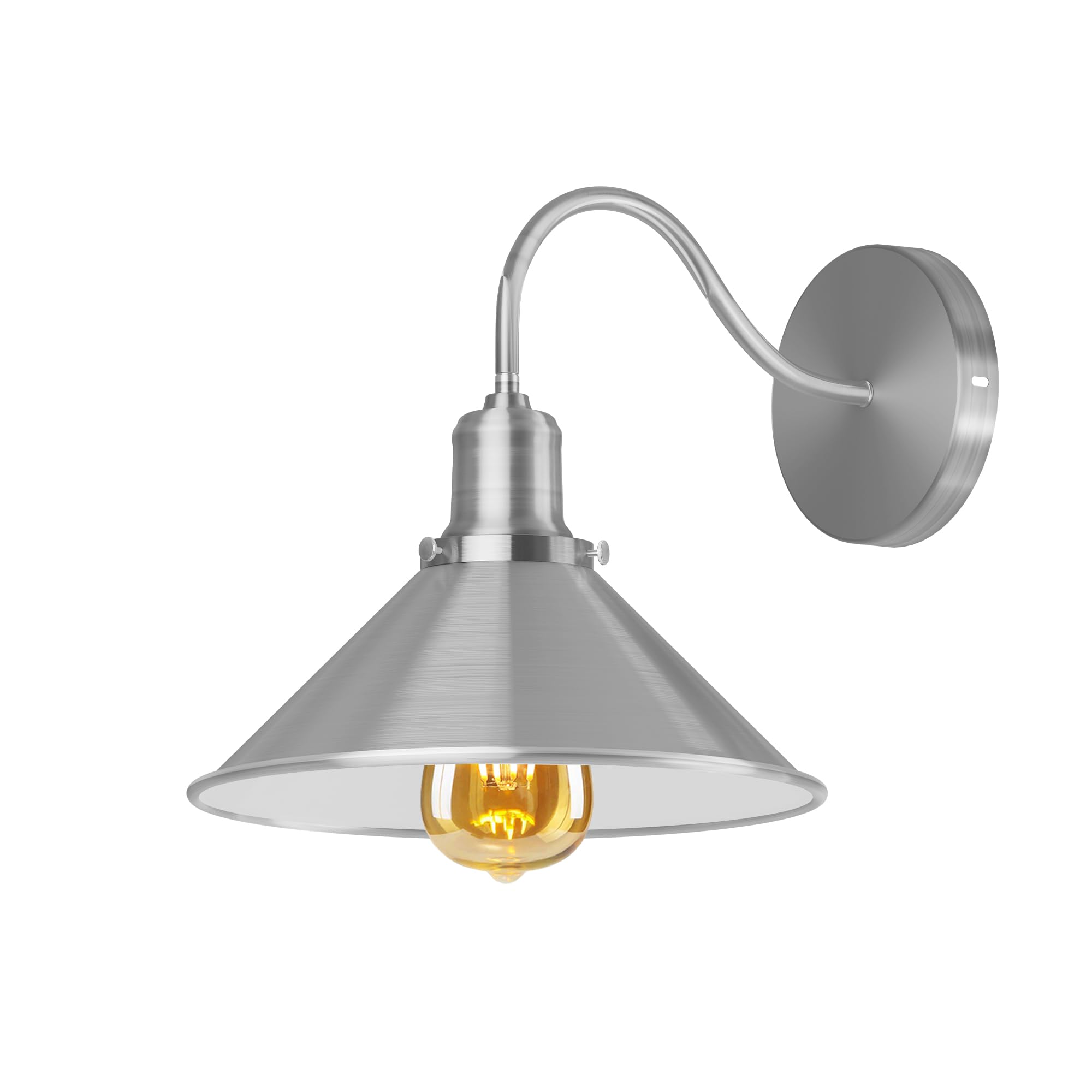 DC VOLTAGE Retro Rainproof Cone Shaped Shade Swan Neck Wall Sconce Fittings Metal Indoor Light Fitting for Bedroom Dinning Room Garage and Any Other Places Not Battery Oprated Wall Lights